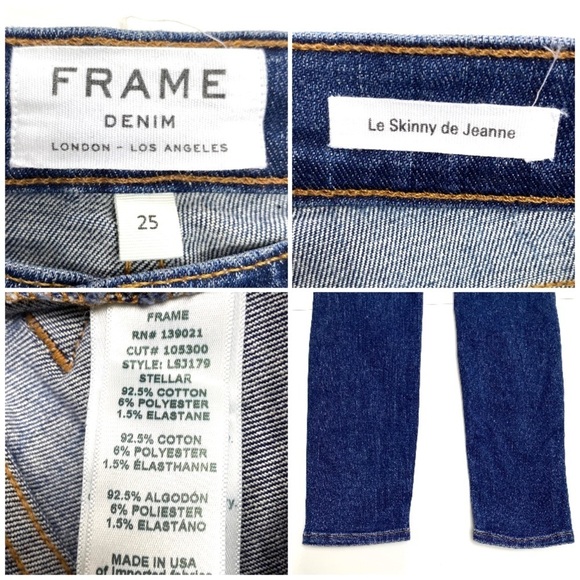 Frame Denim Le Skinny de Jeanne Distressed Denim Jeans Style LSJ179 Stella - Picture 6 of 8